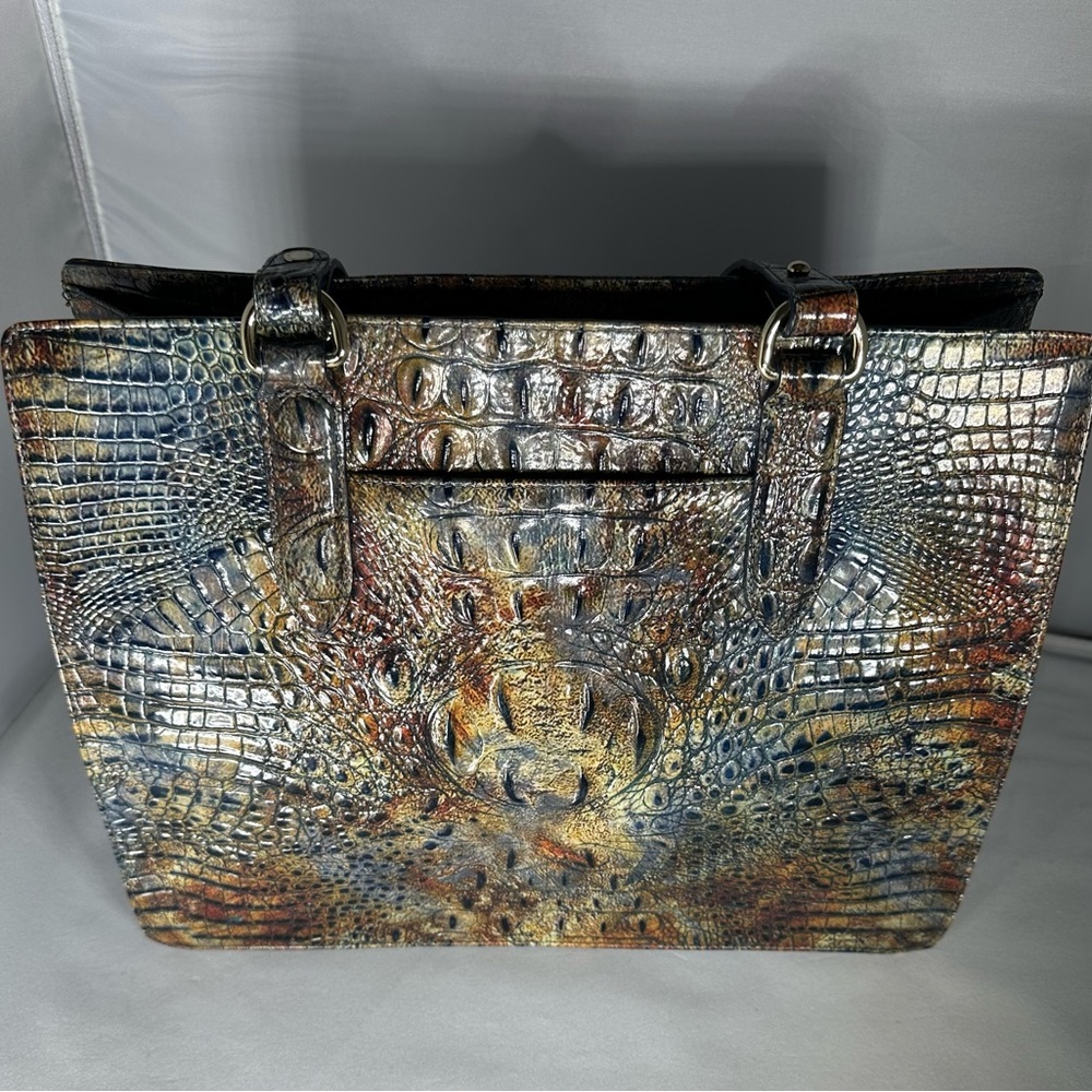 Brahmin Medium Camille Cedar Melbourne the croc-embossed real leather tote. - Picture 5 of 10